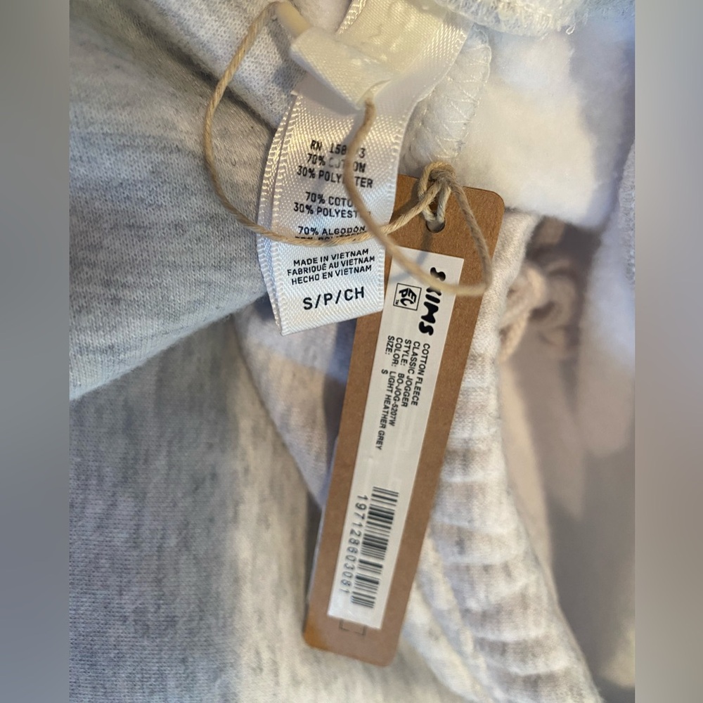 SKIMS Cotton Fleece Joggers Light Heather Gray Size S Ultra Soft NWT - Picture 2 of 7